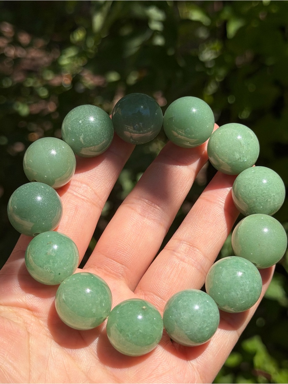 18mm stretchable Green Aventurine Beaded Stretch Bracelet 1776